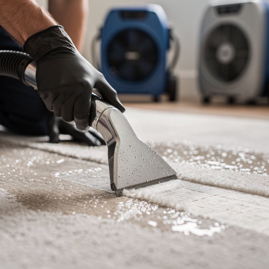 Romano Water Damage Services Santa Barbara technician using professional equipment for water extraction and drying services